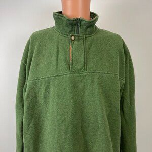 Orvis Quarter Zip Pullover Sweatshirt Mens Size XL Green Solid